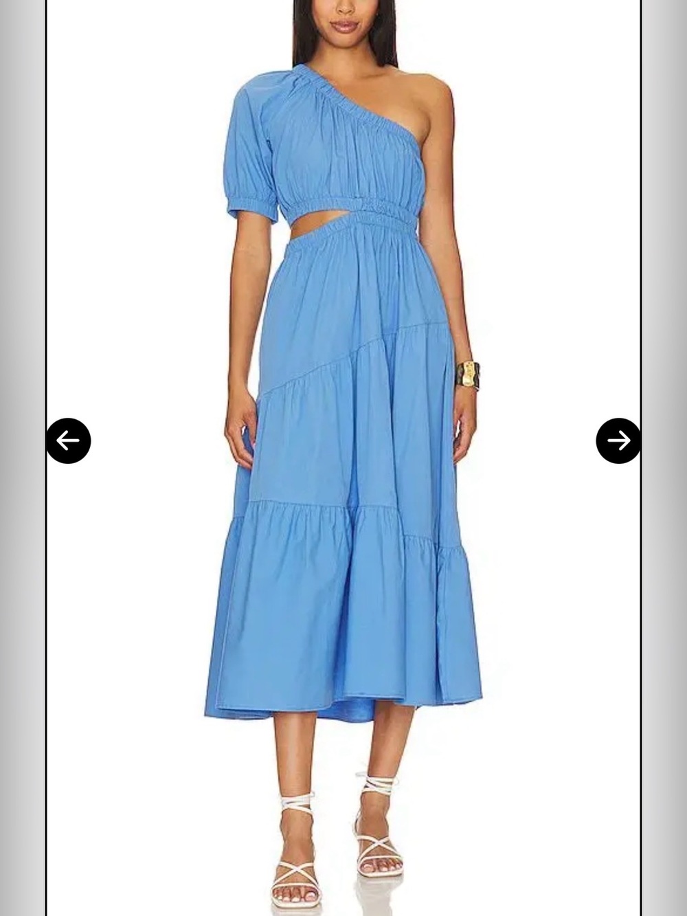 Steve Madden One-Shoulder Sky Blue Midi Dress with Side Cutout Size S